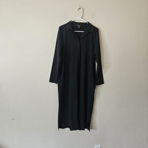 Athleta Shirt Dress Women’s Size Medium Black Collared Maxi